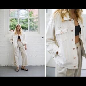 Free People Oversized White Denim Jacket